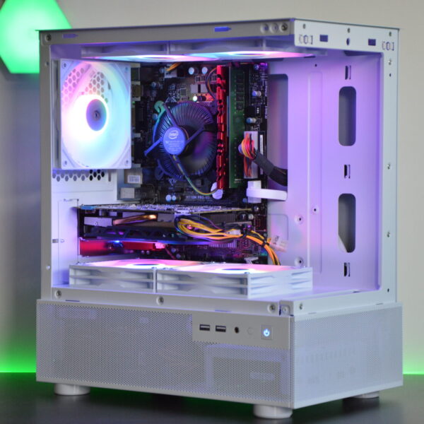Intel i5 White RGB PC - NVIDIA GPU, 12GB DDR4 RAM, 1TB+ Storage, W11
